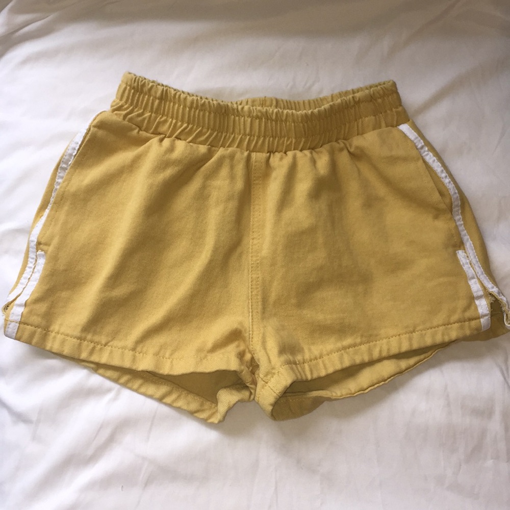 Yellow Stripe Side Denim Shorts